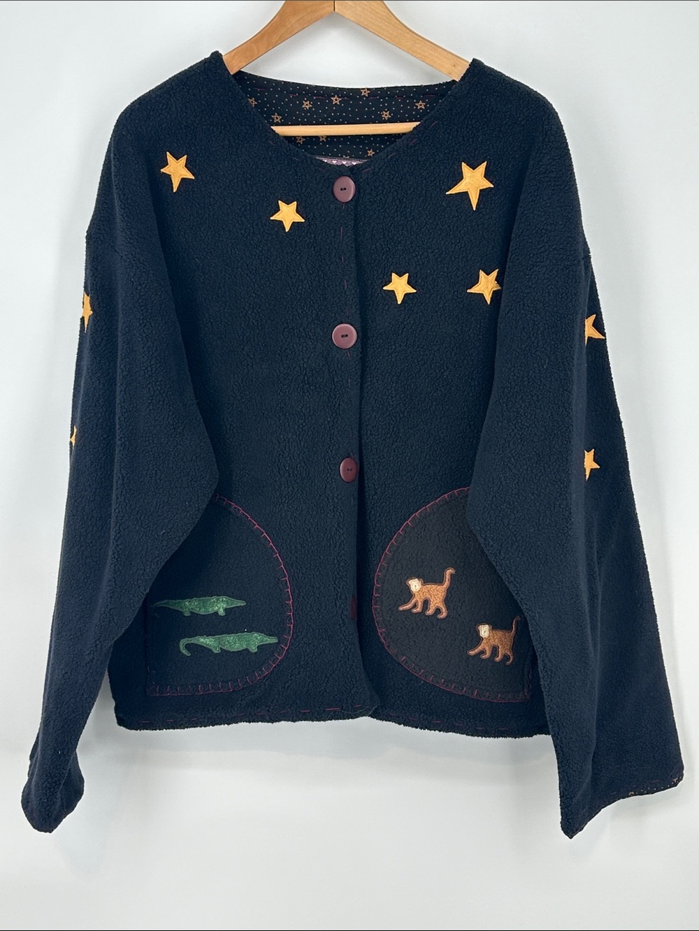 Vintage Cotton Pickin’s Made in Canada Noah’s Ark Cotton Cardigan - Black Size L